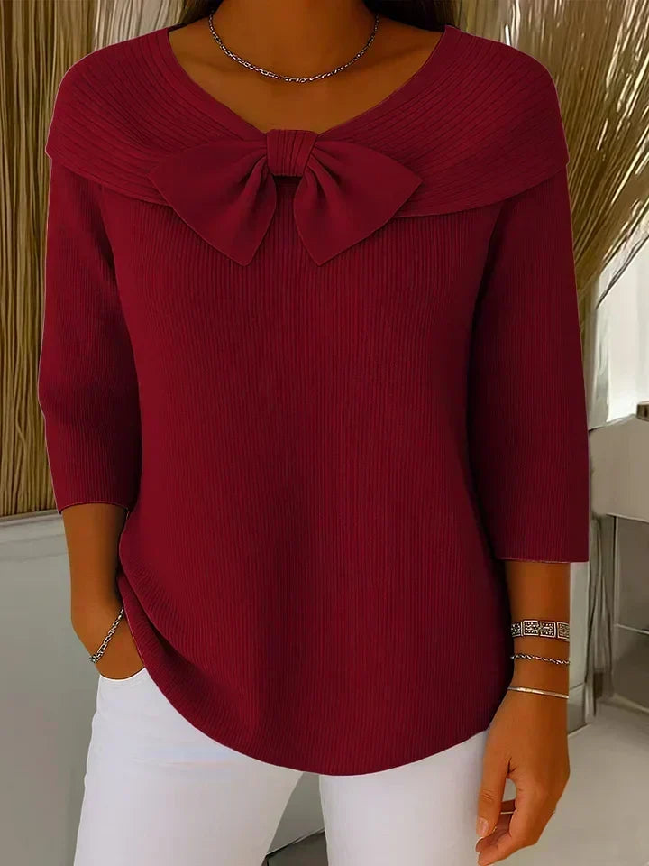 Karen | Sweater with Bow and Round Neckline