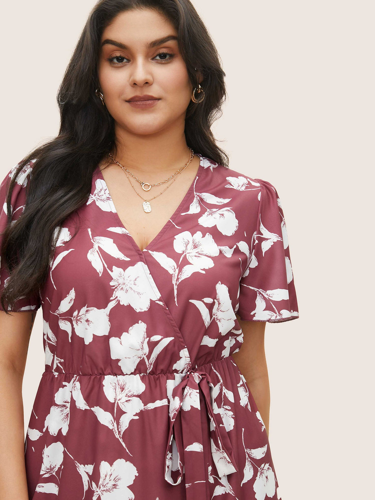 Ruffled Wrap Knit Dress