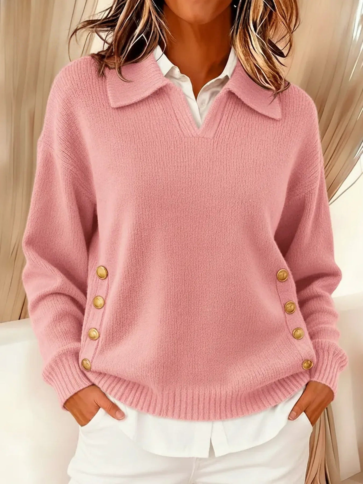 Margaret | V-Neck Sweater with Collar