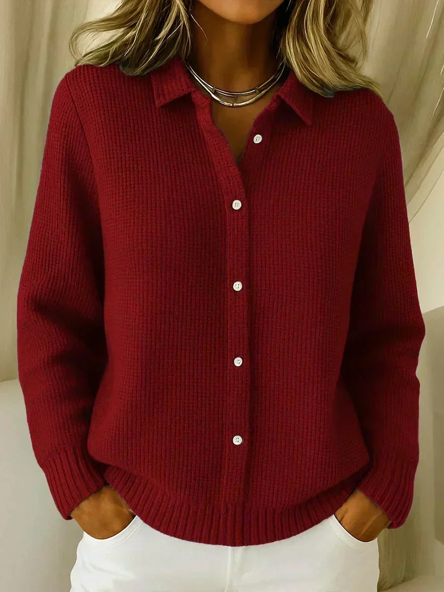 Brenda | Textured Knit Button-Up Cardigan