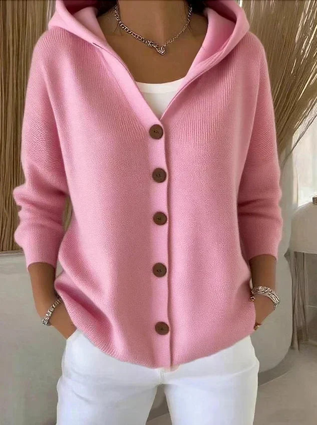 Jane | Hooded Button-Up Knit Cardigan