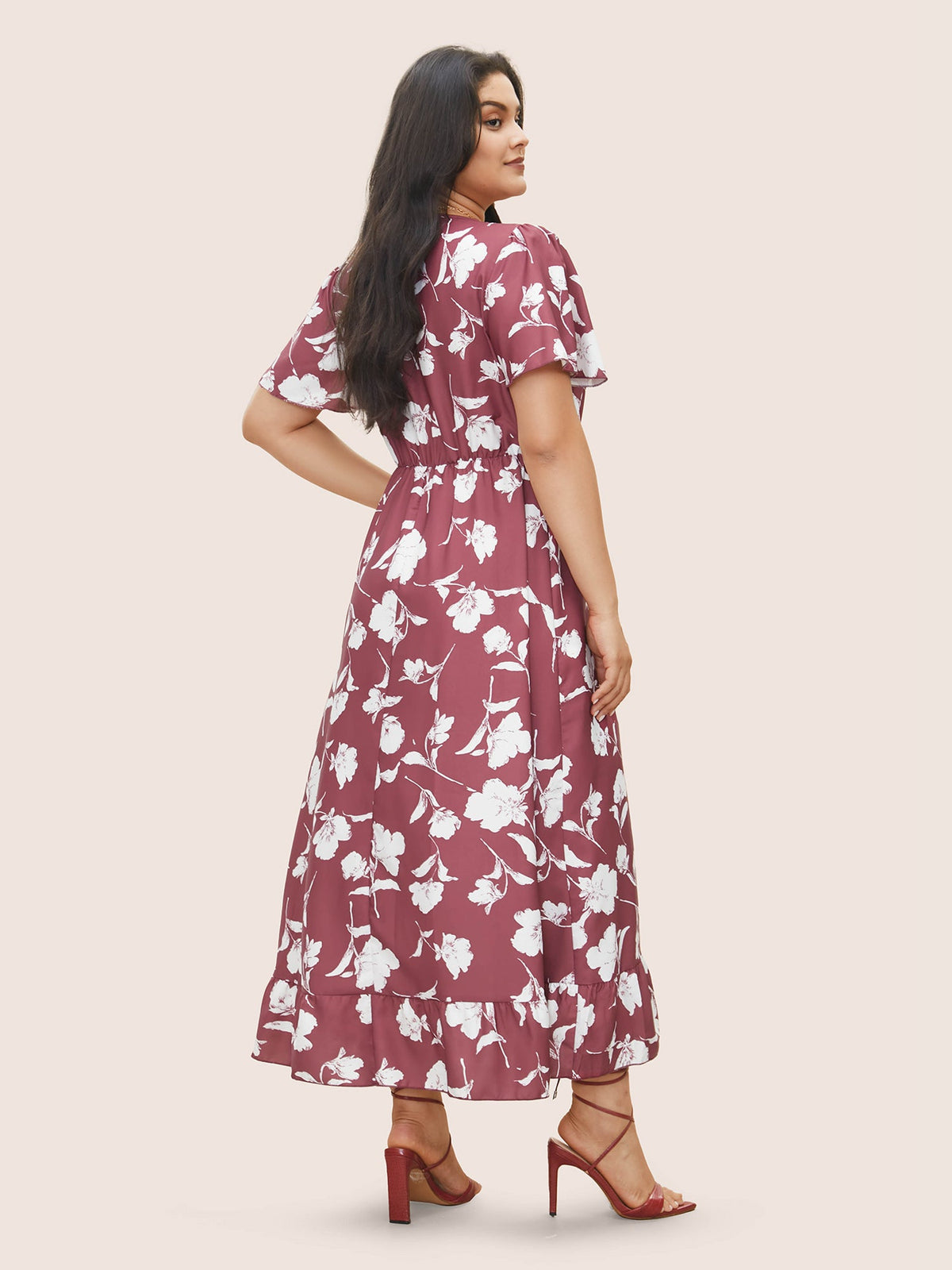 Ruffled Wrap Knit Dress