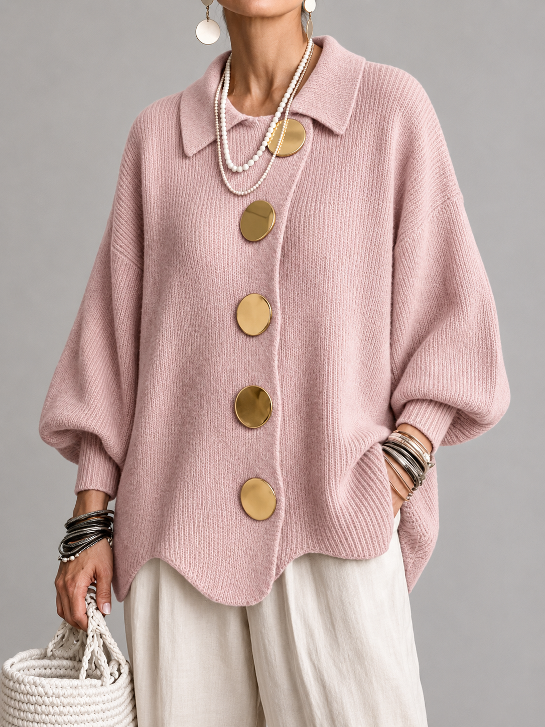 Chunky Collared Button Cardigan