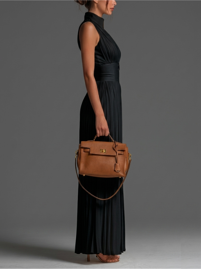 Zsofia Set – Black Pleated Chiffon Set