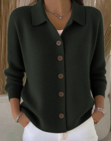 Susan | Button-Front Collared Cardigan