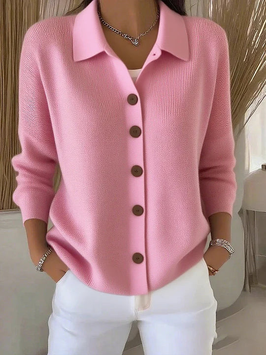 Susan | Button-Front Collared Cardigan