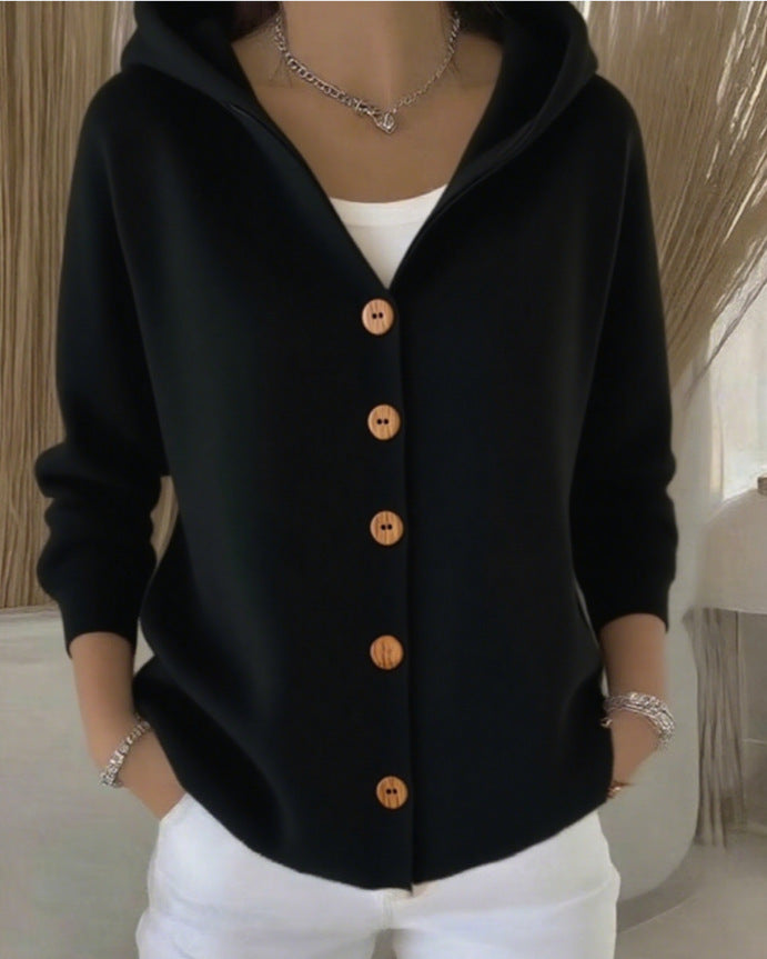 Jane | Hooded Button-Up Knit Cardigan