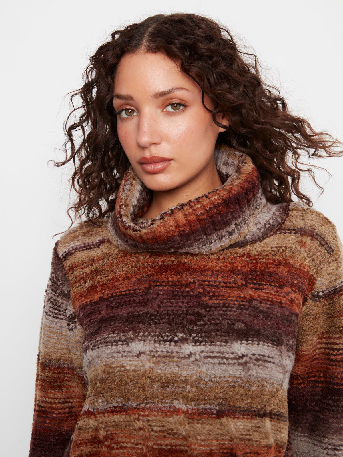 Cowl Neck Cable Knit Sweater