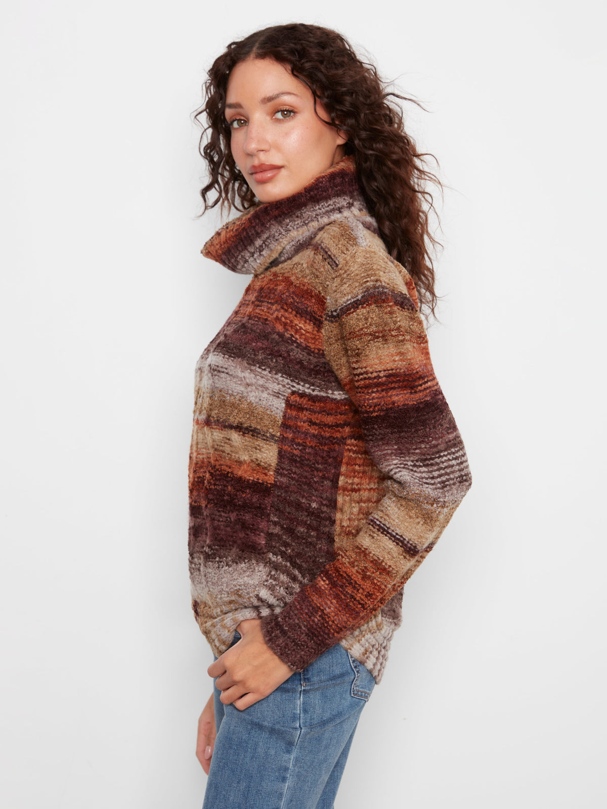 Cowl Neck Cable Knit Sweater