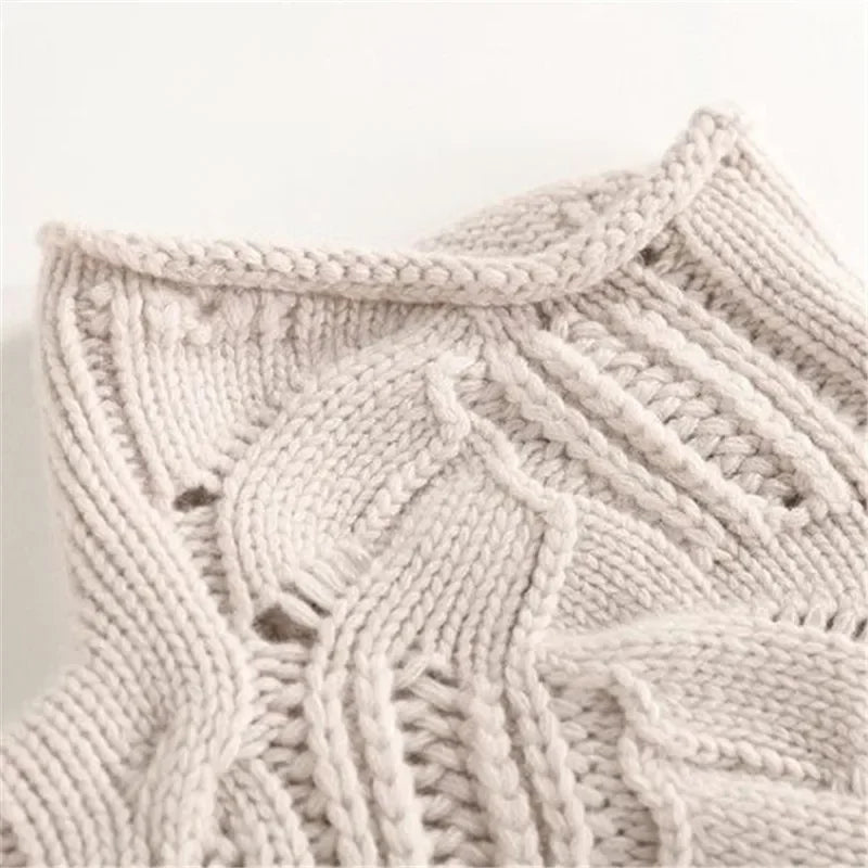 Wavy Cable Knit Turtleneck Sweater