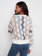 Serpentine Wavy Lines Jacquard Knit Cardigan