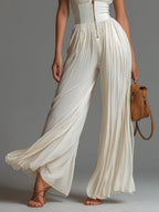 Zsofia Jumpsuit – White Pleated Chiffon