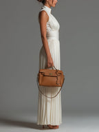 Zsofia Jumpsuit – White Pleated Chiffon