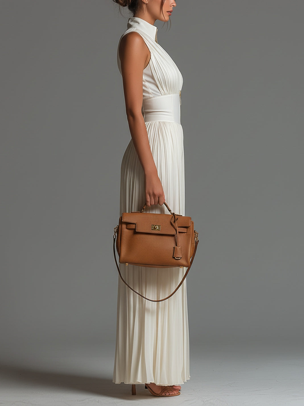 Zsofia Jumpsuit – White Pleated Chiffon