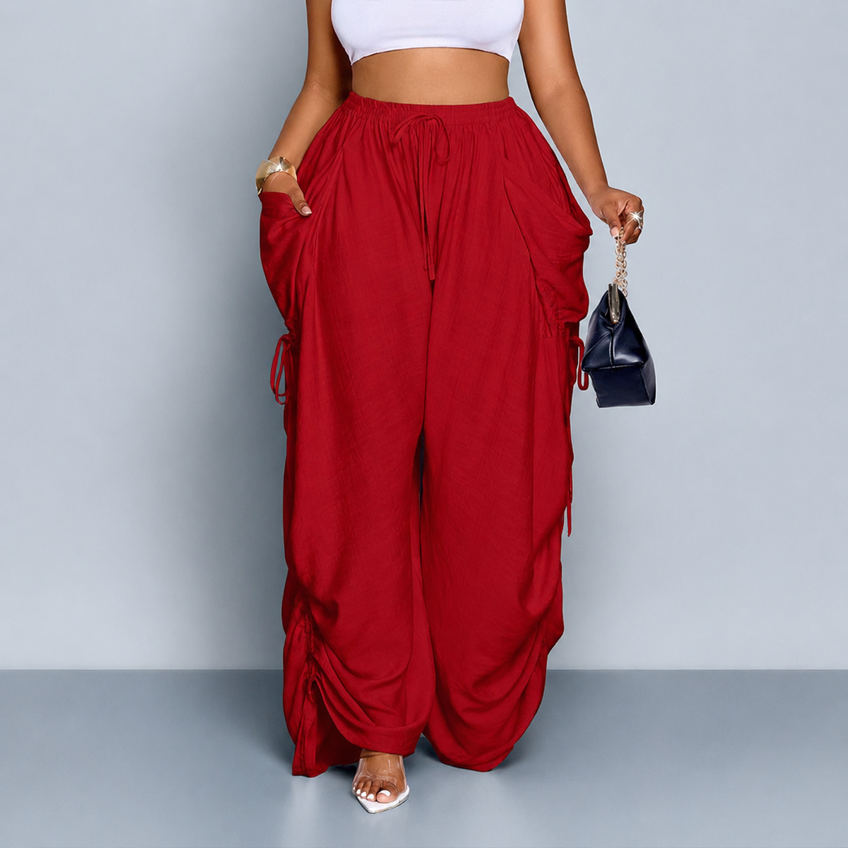 Cozy Wide-Leg Drawstring Trousers