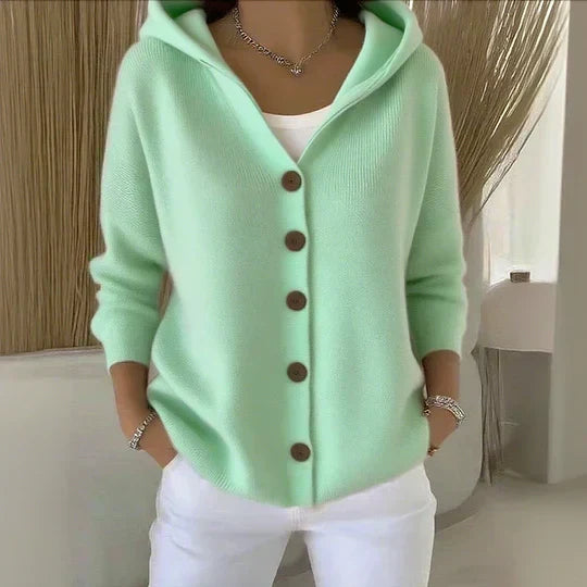 Jane | Hooded Button-Up Knit Cardigan