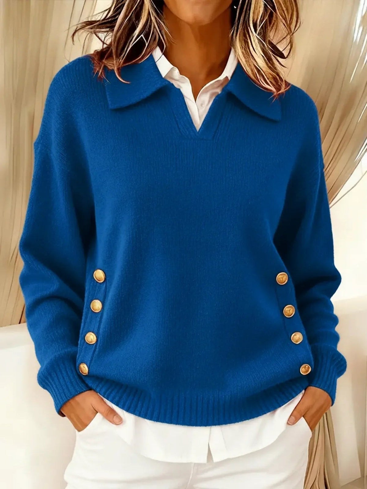 Margaret | V-Neck Sweater with Collar