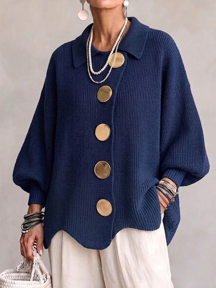 Chunky Collared Button Cardigan